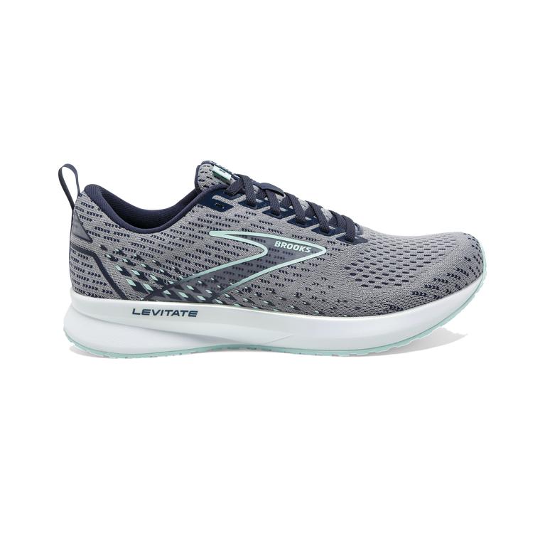 Brooks LEVITATE 5 Road Running Shoes Womens Sale - Grey/Peacoat/Blue Light (BXO651937)